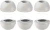 Three pairs of gray ear tips for earbuds are shown, with the top row showing the full ear tips and the bottom row showing a cross-section of each ear tip. Náhled obrázku produktu