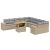 11-tlg. Garten-Sofagarnitur mit Kissen Beige Poly Rattan Produktbild-Vorschau 1