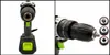 A split image showing a cordless drill from the front and a close-up of its chuck with accessories. Produktbild-Vorschau