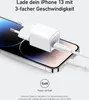 A white Anker charger is plugged into an iPhone 13, showing fast charging. Anteprima dell’immagine prodotto