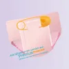 A stylized illustration of a pink diaper secured with a golden safety pin, with text overlay. Produktbild-Vorschau