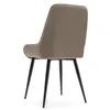 A rear view of a modern dining chair with a velvet upholstery and black metal legs, set against a white background. Produktbild-Vorschau