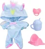 A set of doll accessories, including a unicorn-themed outfit, a pacifier, a sippy cup, and a potty. Anteprima dell’immagine prodotto