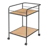 A two-tiered serving cart with a black metal frame and wood-effect shelves. Anteprima dell’immagine prodotto