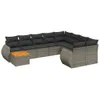 vidaXL 10-tlg. Garten-Sofagarnitur mit Kissen Grau Poly Produktbild-Vorschau 1