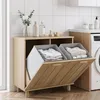 Panier à linge basculant avec panier amovible, en chêne Voir les images du produit 6