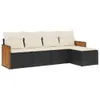 Design 5-tlg. Garten-Sofagarnitur mit Kissen Schwarz Poly Produktbild-Vorschau 2