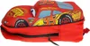 A red backpack shaped like Lightning McQueen from the movie Cars. Produktbild-Vorschau