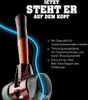 A hammer with blue light effects and text describing its features. Produktbild-Vorschau