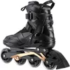 A black and gold inline skate is shown against a white background. Náhled obrázku produktu