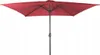 A red rectangular patio umbrella is shown against a white background. Produktbild-Vorschau