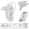 Cable de extensión blanco con 2 enchufes, 2 puertos USB-A y Vista previa de la imagen del producto 4