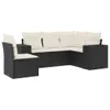 Design 5-tlg. Garten-Sofagarnitur mit Kissen Schwarz Poly Produktbild-Vorschau 2