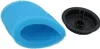 A blue foam filter and a black plastic cap are shown on a white background. Produktbild-Vorschau