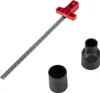 A close-up shot of a measuring tool and two black adapters on a white background. Produktbild-Vorschau