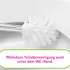 A close-up of a white toilet brush head with a silver handle, positioned against a white background. Produktbild-Vorschau