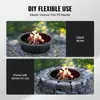 Two images showing a fire pit ring used alone and then paired with stones. Voir les images du produit