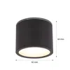 A black cylinder-shaped ceiling light with dimensions indicated. Náhľad obrázku produktu