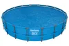 A blue, round, above-ground swimming pool with a solar cover. Náhled obrázku produktu