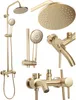 A collage of different views of a gold-colored shower set. Náhľad obrázku produktu