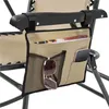 Close-up of a side pocket attached to a chair armrest, showing a phone, sunglasses, and a magazine. Produktbild-Vorschau