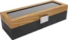 A wooden watch box with a glass lid and a metal clasp. Produktbild-Vorschau