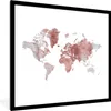 MuchoWow® MuchoWow® Gerahmtes Poster Weltkarte - Rot - Grau Produktbild-Vorschau 1