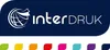 A dark blue banner with the Interdruk logo and text, followed by a row of colorful shapes. Produktbild-Vorschau
