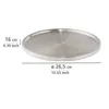 A silver-colored round tray with dimensions indicated by measurement lines and text. Anteprima dell’immagine prodotto