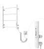 A white electric towel radiator mounted on a white background, with a close-up inset showing the control panel. Náhľad obrázku produktu