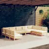 vidaXL 9-tlg. Garten-Lounge-Set mit Creme Kissen Massivholz Produktbild-Vorschau 2