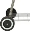 A close-up view of the wheels and grate of a portable charcoal grill. Produktbild-Vorschau