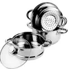Dampfgarer 22 cm 3-teilig – Edelstahl – Glasdeckel – Produktbild-Vorschau 2