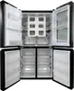 An open black refrigerator with its interior shelves and drawers visible, set against a white background. Produktbild-Vorschau