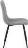 A side view of a single gray upholstered chair with black metal legs, isolated on a white background. Produktbild-Vorschau