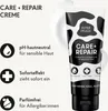 A product shot of a cream tube with accompanying feature icons and text. Produktbild-Vorschau