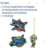 A marketing image showing accessories for a school backpack, including two spaceship-like charms and a small alien figure on a string. Podgląd zdjęcia produktu