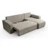 A sectional sofa is shown with a portion pulled out, revealing storage underneath. Produktbild-Vorschau