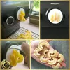 A collage of images showing a pasta maker and freshly made pasta. Produktbild-Vorschau