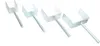 Four galvanized steel U-shaped post anchors of varying sizes are arranged diagonally on a white background. Anteprima dell’immagine prodotto