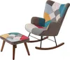 A patchwork rocking chair and ottoman set on a white background. Podgląd zdjęcia produktu