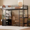 A loft bed with a desk and storage is set up in a bedroom. Podgląd zdjęcia produktu