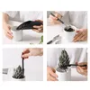 A collage of four images showing the process of repotting a succulent plant using small gardening tools. Náhled obrázku produktu