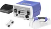 A professional nail grinder set with its main unit, handpiece, foot pedal, and drill bits. Produktbild-Vorschau