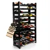 A black plastic wine rack filled with various bottles of wine, shown from a diagonal angle against a white background. A small tag is attached to the side of the rack. Produktbild-Vorschau