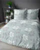 A bed with a floral duvet cover and pillows. Produktbild-Vorschau