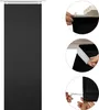 Collage showing a black fabric panel curtain and close-ups of its installation with Velcro. Produktbild-Vorschau