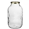 A clear glass jar with a gold lid, embossed with fruit and leaf patterns. Podgląd zdjęcia produktu