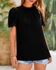 ASKSA Damen Chiffon Blusen Stehkragen Elegant Falten Produktbild-Vorschau 4