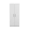 A white two-door cabinet with silver handles, shown against a white background. Produktbild-Vorschau